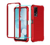 Jitterbug Smart4 Case with Screen Protector, Frosted PC Back Soft Silicone Military Grade Protection Phone Case for TCL 40XL/40T/Smart4/505 Red