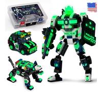 Jitterygit Superhero Police Robot Building Toy Gift for Boys, Epic Birthday STEM Present for Age 5+, (279 Pcs) Robotryx