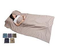 JITTY Sleeping Bag Liner 210x115cm Portable Lightweight Travel Sheet With Pillow Slot for Hotel Hostels Business Camping Backpacking Hiking Home(Khaki)