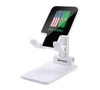 Jiu Jitsu Brazilian Brazil US Flag Folding Cell Phone Stand for Desk Adjustable Height Portable Cellphone Cradle for Office