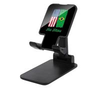 Jiu Jitsu Brazilian Brazil US Flag Folding Cell Phone Stand for Desk Adjustable Height Portable Cellphone Cradle for Office