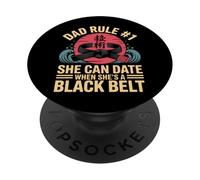 Jiu Jitsu Dad Father Daughter Retro Vintage Dad Rule #1 She PopSockets Adhesive PopGrip
