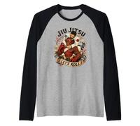 Jiu Jitsu Demon Fighter - Japanese Jiu Jitsu Lets Roll Raglan Baseball Tee