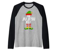 Jiu Jitsu Elf Xmas Matching Family Elf Squad Christmas Raglan Baseball Tee
