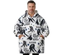 Jiu-Jitsu Gifts for Men, Jiu-jitsu Master, Instructor, Funny BJJ Gifts, Jiu-jitsu Wearable Flannel Blanket Hoodie, Oversized Hooded Blanket Sweatshirt, One Size Black - Eat Sleep Jiujitsu Repeat,