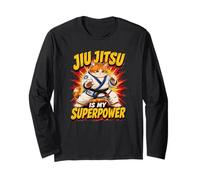 Jiu Jitsu is My Superpower - Chubby Grappling Cat Long Sleeve T-Shirt