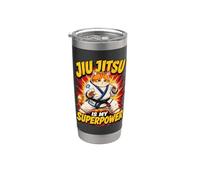 Jiu Jitsu is My Superpower - Chubby Grappling Cat Stainless Steel Insulated Tumbler