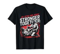 Jiu Jitsu & Jesus Stronger Together Christian Faith Christ Value Graphic T-Shirt, Men, Black, L