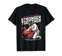 Jiu Jitsu & Jesus Stronger Together Christian Faith Christ Value Graphic T-Shirt, Men, Black, M