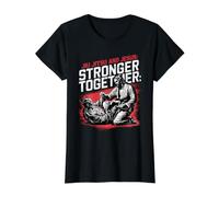Jiu Jitsu & Jesus Stronger Together Christian Faith Christ Value Graphic T-Shirt, Women, Black, M