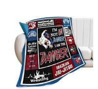 Jiu Jitsu Blanket Martial Karate Blanket Gifts BJJ Throw Karate Blanket Taekwondo Gifts for Wrestling Lover Sport Soft Blanket Warm Fleece Flannel Plush Blankets for Bed Sofa Couch 40"x50"