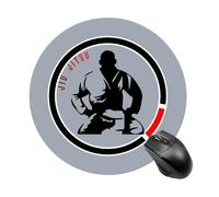 Jiu Jitsu Mouse Pad Waterproof Non-Slip Rubber Base Round Mouse Mat Gaming Mousepad