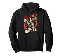 Jiu Jitsu Retro Vintage Jiu Jitsu Rolling Is Half The Battle Pullover Hoodie