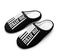 Jiu Jitsu U.S.A. Flag Men's House Slippers Indoor Outdoor Slip On Shoes with Rubber Sole 13-14(46-47)