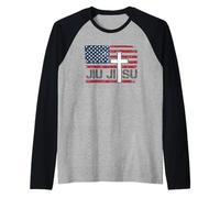 Jiu Jitsu USA Christian Cross God Jiu Jitsu and USA Raglan Baseball Tee