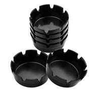 JIUBULUJIU 6 Pcs Round Ashtray, Black Melamine Outdoor Ashtray, 8cm Diameter Stackable Ash Trays, Ashtrays for Outside, Bars, Restaurants, Home