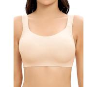 Jiuday Women's Bra without Underwire, Large Breasts, Strong Hold Push Up Bra without Underwire, Comfortable Seamless T Shirt, Soft Bra, Padded, Seamless Bralette with Extender, Full envelope beige, XL