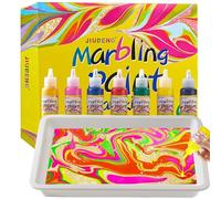 JIUDENG Water Marbling Paint Kit for Kids,Arts and Crafts Gifts for Girls & Boys,7 Colors Marble Painting Art Set DIY,Magic Toys for Birthday School Party Idea Ages 6 7 8 9 10 11 12 Year Old