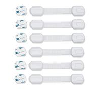 JIUDONE [6 Pack+6 Extra Stickers] Child Safety Cabinet Strap Locks,Cupboard Door Locks for Children with 3M Adhesive,Baby Proof for Cabinets Drawers Toilet Fridge Locks,30 Second Install,No Drilling