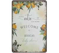 JIUFOTK A Little Cutie Is On The Way Baby Shower Welcome Signs Cutie Lemon Citrus Retro Metal Tin Sign For Home Coffee Wall Decor