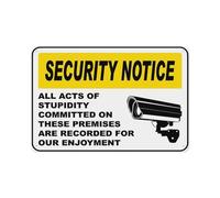 JIUFOTK All Acts Of Stupidity Are Recorded Sign Aluminum Tin Warning Signs For Home Outdoor Garden 8x12 Inch