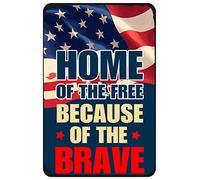 JIUFOTK American Flag Tin Sign 4th of July Independence Day Home Man Cave Decorations Gifts For Men Patriotic Wall Decor Metal Sign Home of The Free Because of The Brave (Navy Blue)