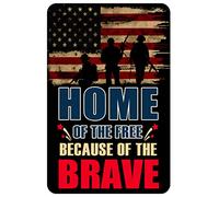 JIUFOTK American Flag Tin Sign 4th of July Independence Day Home Man Cave Decorations Gifts For Men Patriotic Wall Decor Metal Sign Land Home of The Free Because of The Brave