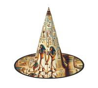 JIUFOTK Ancient-Egypt-Hieroglyphs Halloween Witch Hat With Collapsible Top, Foldable Costume Hat For Party Cosplay