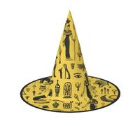 JIUFOTK Ancient Egypt Pattern Halloween Witch Hat With Collapsible Top, Foldable Costume Hat For Party Cosplay