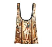 JIUFOTK Ancient Egyptian Civilization Reusable Foldable Shopping Bag, Portable Grocery Bag For Daily Use