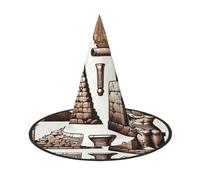 JIUFOTK Ancient-Egyptian-Pyramid-Pharaoh Halloween Witch Hat With Collapsible Top, Foldable Costume Hat For Party Cosplay