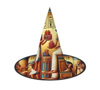 JIUFOTK Ancient-Egyptian-Scene Halloween Witch Hat With Collapsible Top, Foldable Costume Hat For Party Cosplay