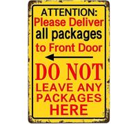 JIUFOTK Attention Please Deliver All Packages To Front Door Metal Tin Sign Retro Decor Diner Library Bookstore Shop Club Cave 8x12 Inch