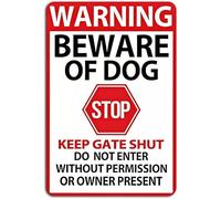 JIUFOTK Beware of Dog Pet Warning Sign Metal Tin Sign Man Cave Wall Decor