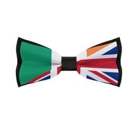 JIUFOTK Birtish And Ireland Flag Men's Bowties Adjustable Pre-tied Bow Tie Classic Clip on Solid Color Bowties for Wedding Party Prom