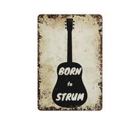 JIUFOTK Born to Strum,Guitar Player,Guitar Lover,Rock Music Guitar, Interesting home wall art decoration, personalization idea, vintage metal tin, bedroom decoration, stylish and simple office,