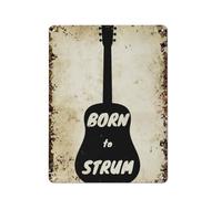 JIUFOTK Born to Strum,Guitar Player,Guitar Lover,Rock Music Guitar, Interesting home wall art decoration, personalization idea, vintage metal tin, bedroom decoration, stylish and simple office,