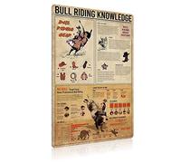 JIUFOTK Bull Riding Knowledge Metal Tin Sign Wall Decor Cowboy Bullfighting Guide Poster Club Decor Home Deocr Farm Decor Plaque 12x16 Inches