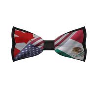 JIUFOTK Canada United States And Mexico Flag Men's Bowties Adjustable Pre-tied Bow Tie Classic Clip on Solid Color Bowties for Wedding Party Prom