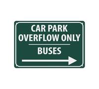 JIUFOTK Car Park Overflow Only Buses Right Arrow Sign Aluminum Tin Warning Signs For Home Outdoor Garden 8x12 Inch