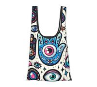 JIUFOTK Cartoon Turkey Evil Eye Reusable Foldable Shopping Bag, Portable Grocery Bag For Daily Use