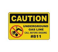 JIUFOTK Caution Underground Gas Line Sign Aluminum Tin Warning Signs For Home Outdoor Garden 8x12 Inch