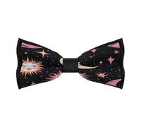 JIUFOTK Celestial Moon And Sun Men's Bowties Adjustable Pre-tied Bow Tie Classic Clip on Solid Color Bowties for Wedding Party Prom