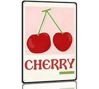 JIUFOTK Cherry Tin Sign Vintage Fruit Metal Sign Wall Art Decor For Home Kitchen Cafe Pub 8x12 Inch