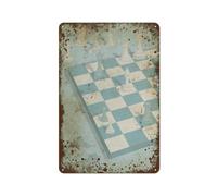 JIUFOTK Chess Game,Queen Wall Art, Blue And White Chess Board,Interesting home wall art decoration, personalization idea, vintage metal tin, bedroom decoration, stylish and simple office, home coffee