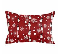 JIUFOTK Christmas Snowman Red Pillowcase Standard Size 20x26,Winter Snowflakes Xmas Retro Reversible Throw Pillow Cover Cushion Case with Zipper for Sofa Couch Bed Living Room,Pillow Sham Protectors,