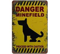 JIUFOTK Classic Tin Signs Warning Dog Danger Minefield Proceed with Caution s Wall Decor Yard Signs Home Decor Classic Athetic Art Signs New Humor Post