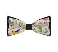 JIUFOTK Colorful Birds Pattern Men's Bowties Adjustable Pre-tied Bow Tie Classic Clip on Solid Color Bowties for Wedding Party Prom