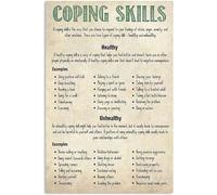 JIUFOTK Coping Skills Metal Sign Vintage Office Decor Social Worker Tin Poster Home Club Room Aluminum Sign Wall Decoration Plaque Gift For Women Men