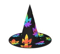 JIUFOTK Cute Leaf Weeds Halloween Witch Hat With Collapsible Top, Foldable Costume Hat For Party Cosplay